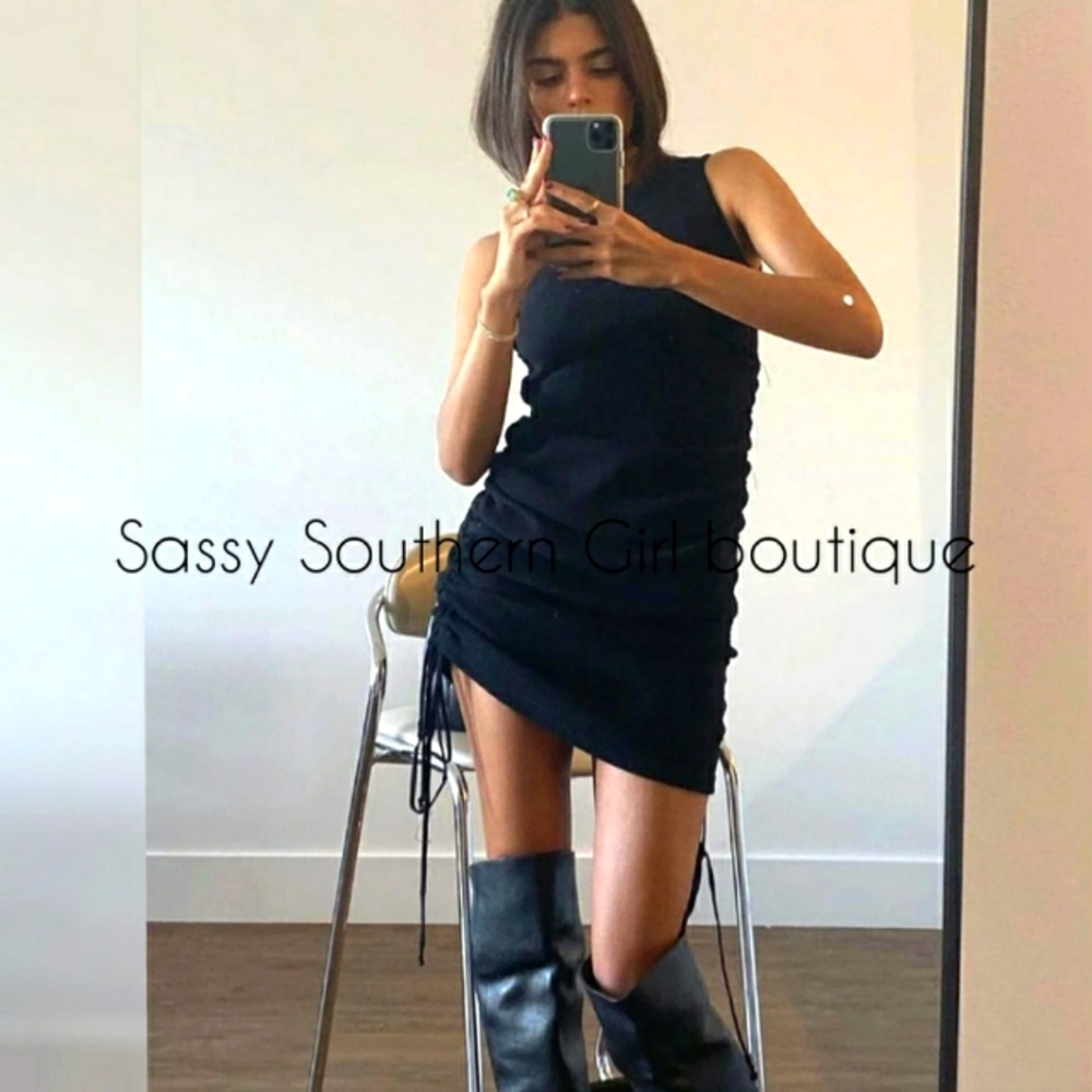 ⭐🆕Princess black side tie mini dress